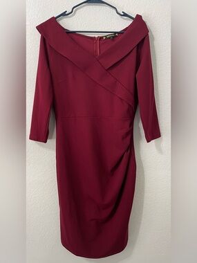 Miusol Wine Red Off-Shoulder Sheath Dress